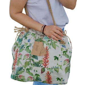 Torba handmade „Zielone liście” – Lniana Szafa