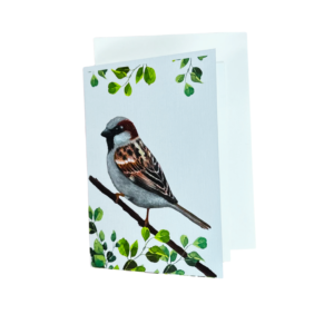 Kartka okolicznościowa handmade „Wróbel zwyczajny” – MaviPoppy Art