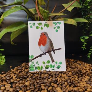 Kartka okolicznościowa handmade „Rudzik” – MaviPoppy Art