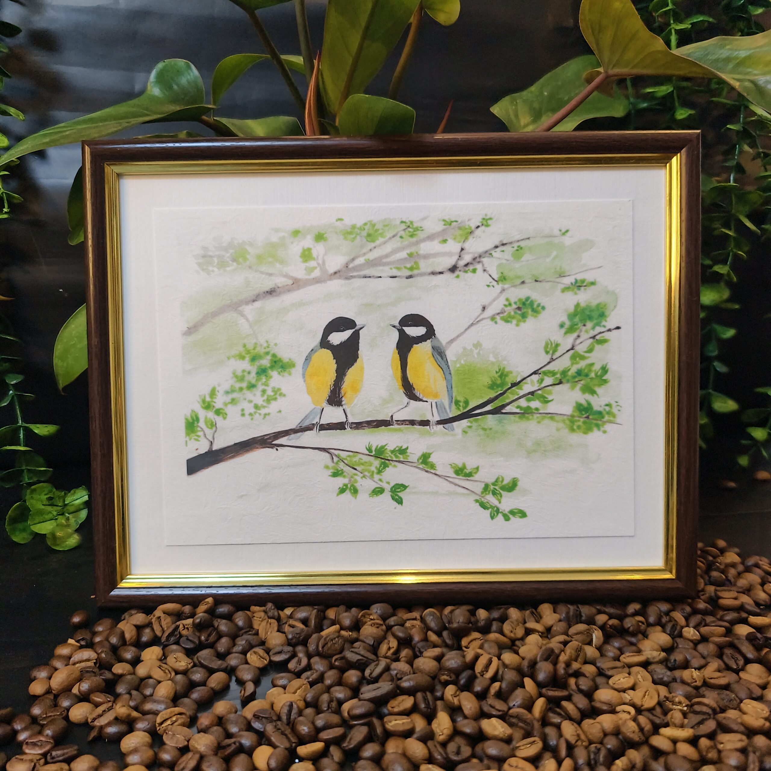 Obraz w ramie handmade &bdquo;Sikorki&rdquo; &ndash; MaviPoppy Art