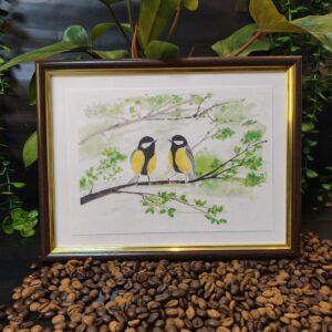 Obraz w ramie handmade „Sikorki” – MaviPoppy Art