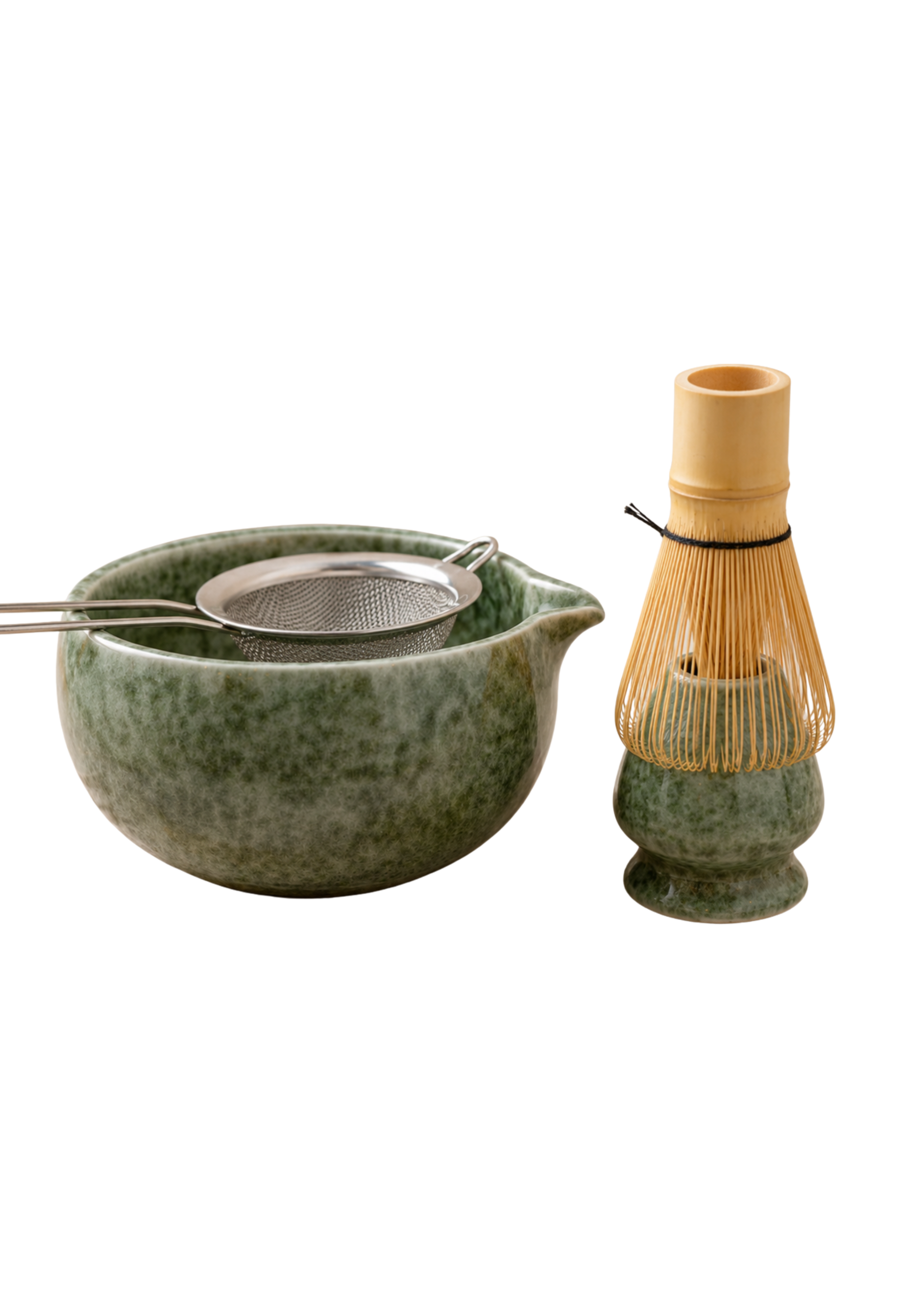 Ceramiczny zestaw do ceremonii matchy „Moss Green” – 6 elementów