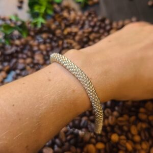 Bransoletka tkana „Srebrny Blask” – MaviPoppy