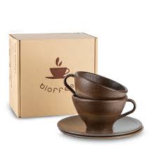 BIOFFEE – zestaw 2 filiżanek ze spodkami z fusów kawowych 210 ml