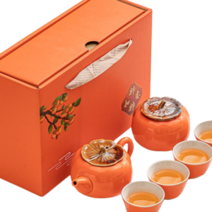 Ceramiczny zestaw do herbaty „Persimmon Ruyi” – inspirowany owocem kaki